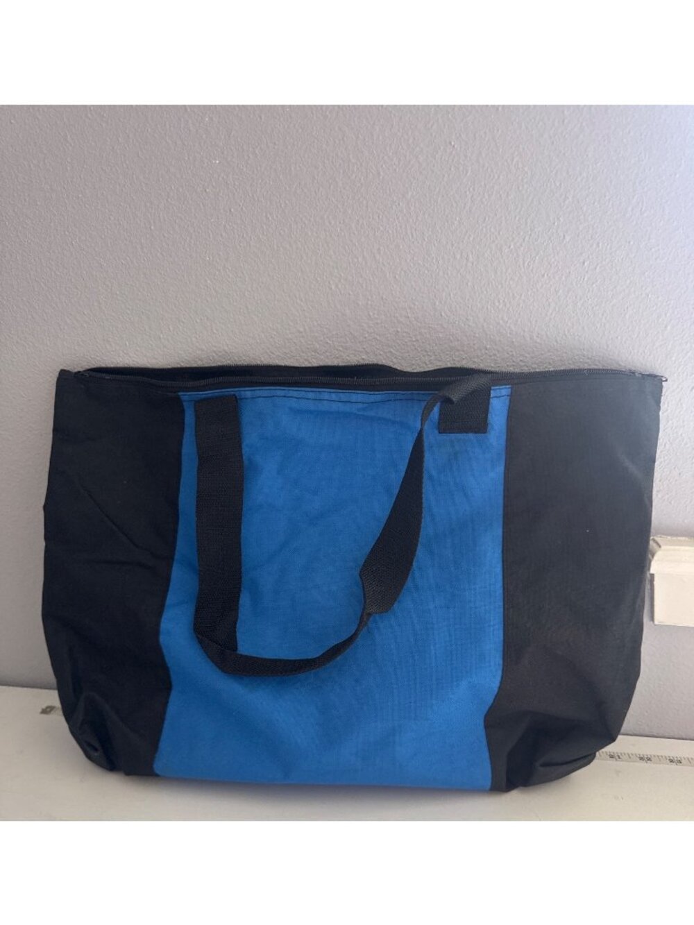 Girl Scouts Tote Bag Blue/Blk Zip Top Retired White Trefoil Logo Nylon Outdoorsy - Picture 2 of 8